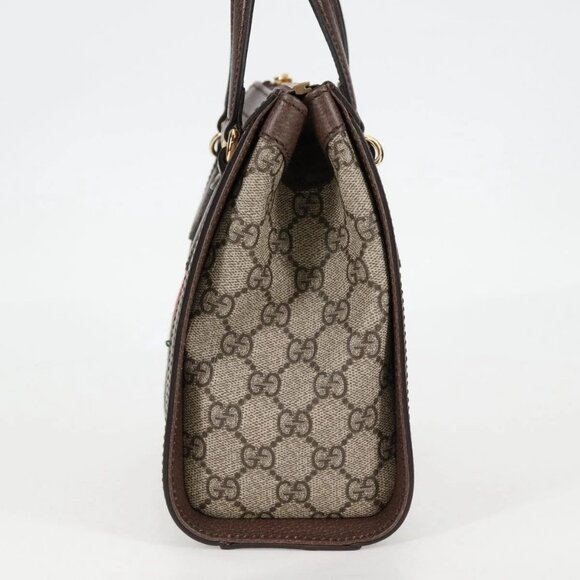GUCCI GG Supreme Web Sherry Line Bag PVC 2way Beige Gold - Picture 3 of 16